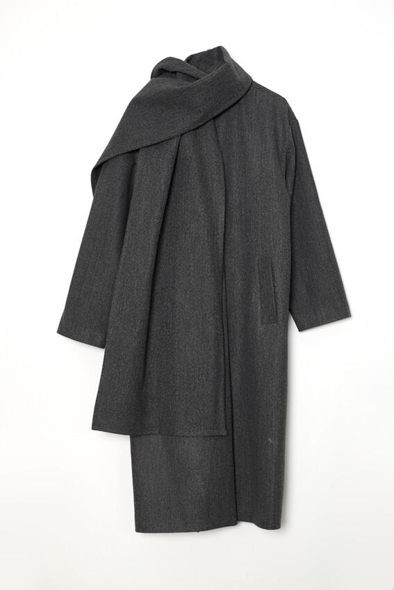 Atkı Detaylı Oversize Kaban - Antrasit
