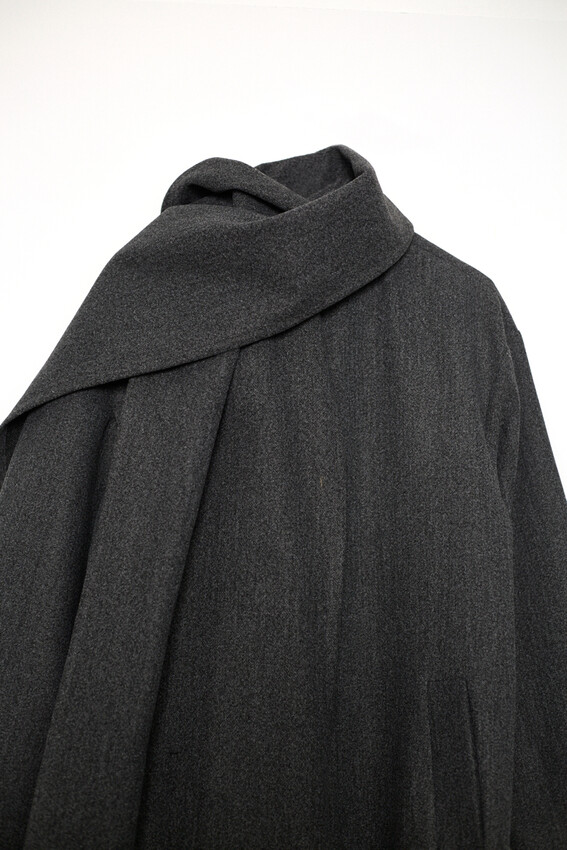 Atkı Detaylı Oversize Kaban - Antrasit - 2
