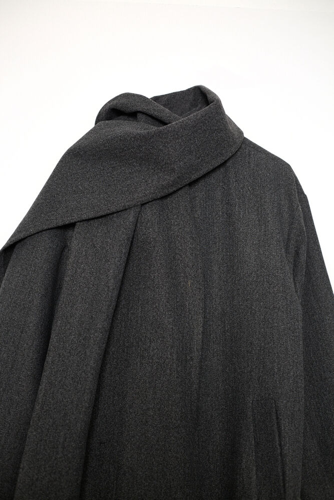 Atkı Detaylı Oversize Kaban - Antrasit - 2