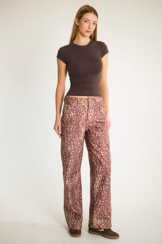 BAMBİ DESENLİ PANTOLON -  KAHVE - 2