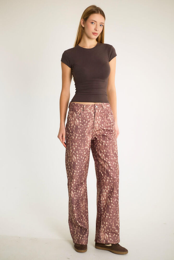 BAMBİ DESENLİ PANTOLON - KAHVE - 2