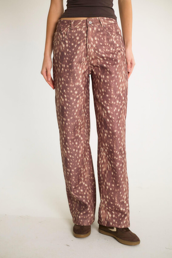 BAMBİ DESENLİ PANTOLON -  KAHVE - 4