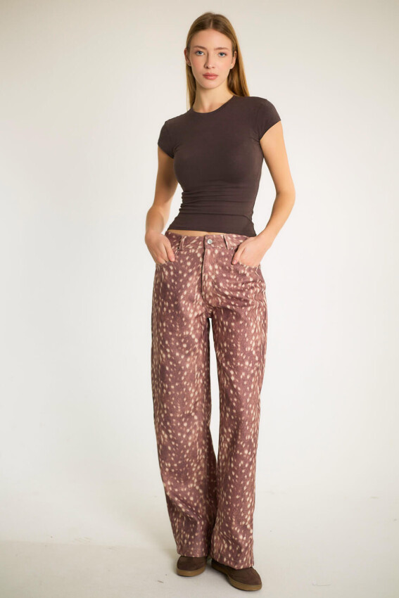 BAMBİ DESENLİ PANTOLON -  KAHVE - 3