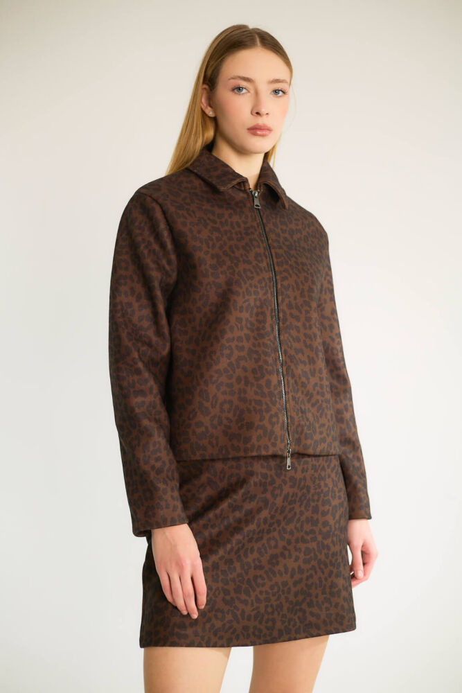 BAMBİ DESENLİ FERMUARLI CEKET - KAHVE - 3