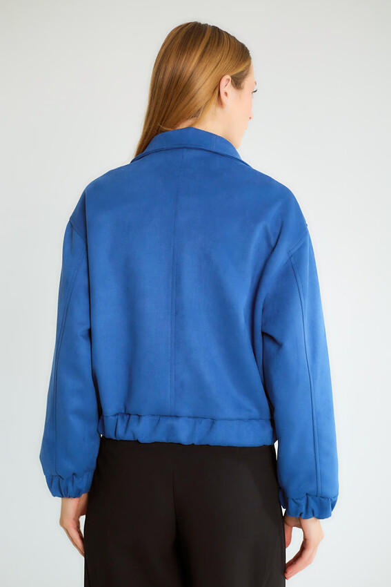 Cepli Fermuarlı Bomber - Saks - 5