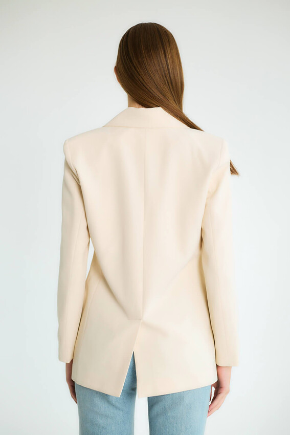 Taş Aksesuarlı Yaka Detaylı Blazer - Taş - 4